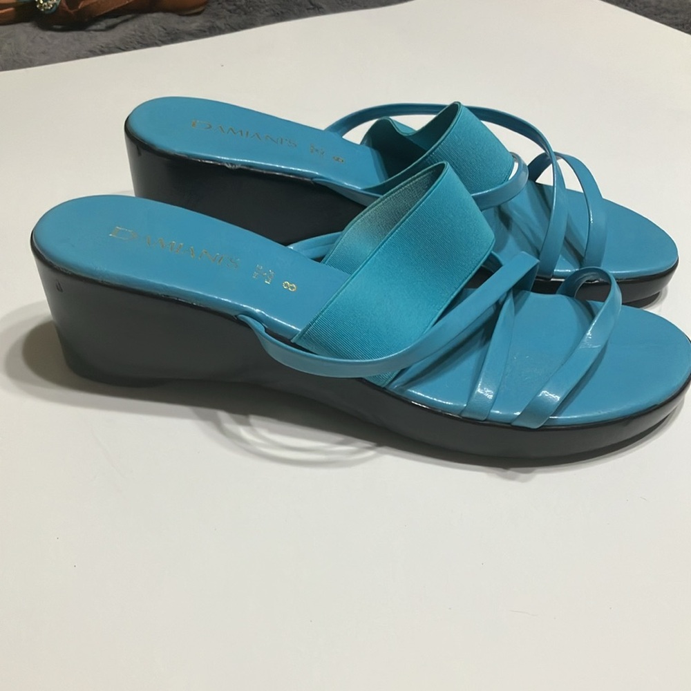 Blue Minimalist Slide Sandals with Glossy Finish